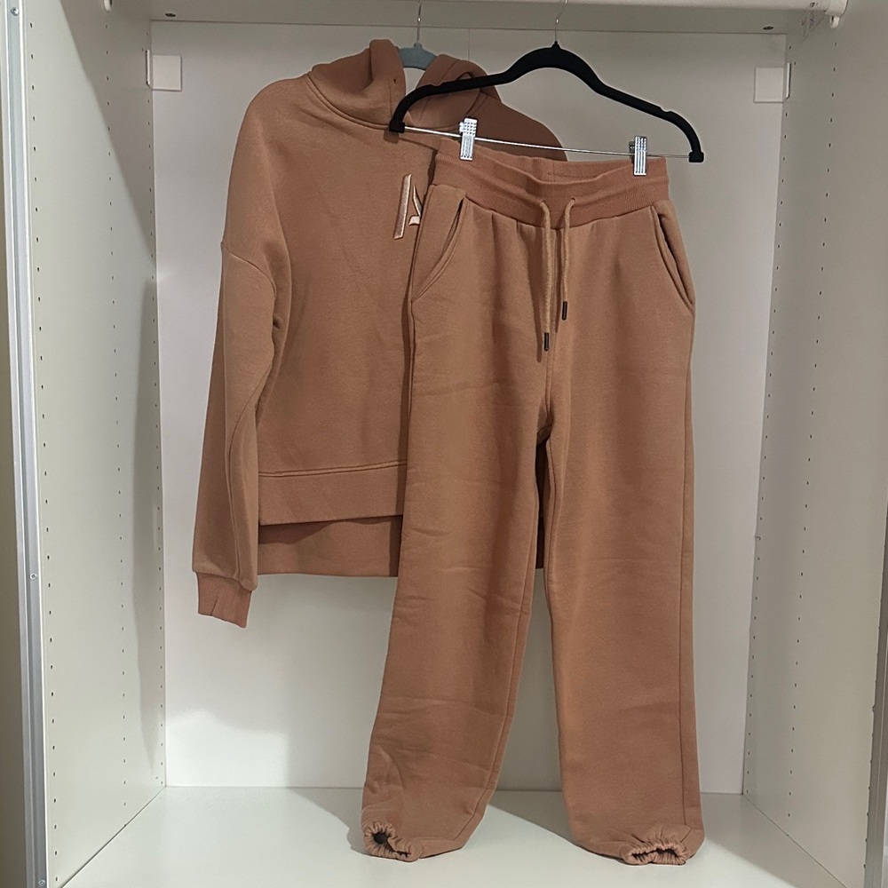 Tan Hoodie and Sweatpants Set
